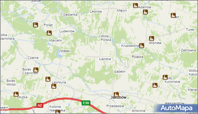 mapa Łaziska gmina Jakubów, Łaziska gmina Jakubów na mapie Targeo