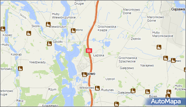 mapa Łaziska gmina Rogowo, Łaziska gmina Rogowo na mapie Targeo