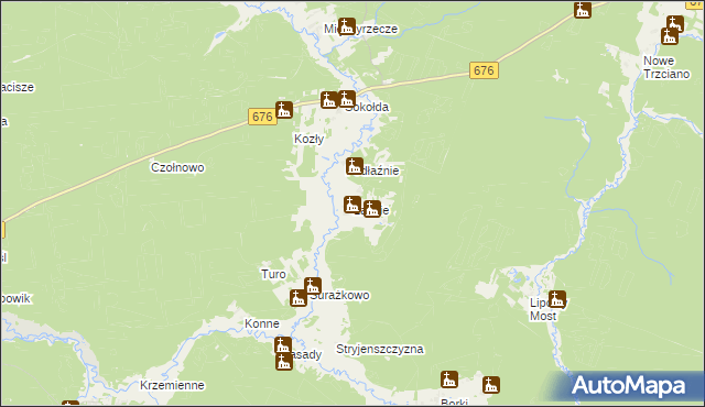 mapa Łaźnie, Łaźnie na mapie Targeo