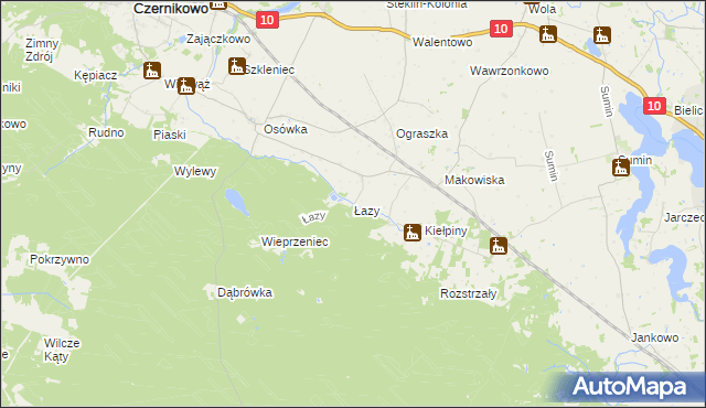 mapa Łazy gmina Czernikowo, Łazy gmina Czernikowo na mapie Targeo