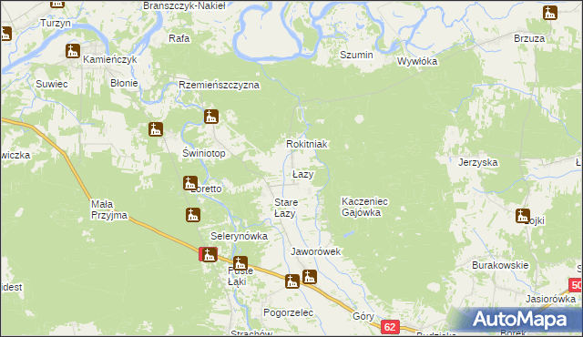 mapa Łazy gmina Łochów, Łazy gmina Łochów na mapie Targeo