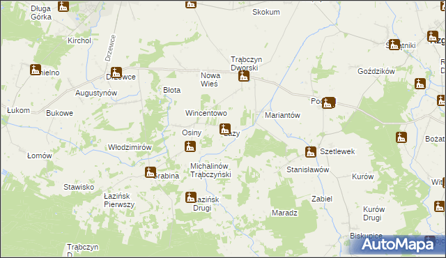 mapa Łazy gmina Zagórów, Łazy gmina Zagórów na mapie Targeo