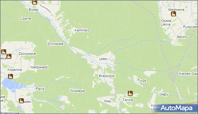 mapa Łebki gmina Herby, Łebki gmina Herby na mapie Targeo