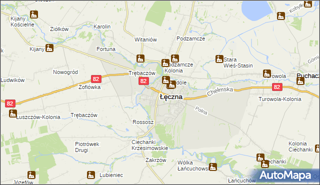 mapa Łęczna, Łęczna na mapie Targeo