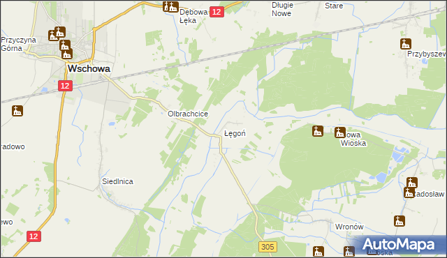 mapa Łęgoń, Łęgoń na mapie Targeo