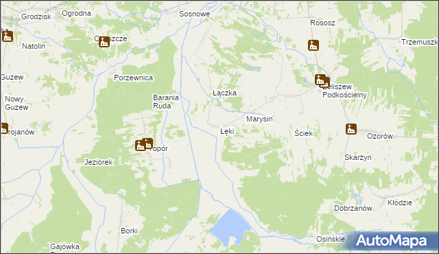 mapa Łęki gmina Kotuń, Łęki gmina Kotuń na mapie Targeo