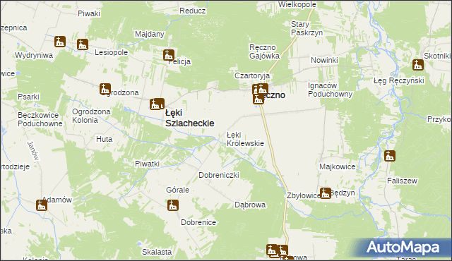 mapa Łęki Królewskie, Łęki Królewskie na mapie Targeo