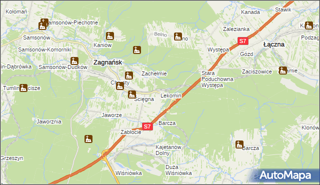 mapa Lekomin, Lekomin na mapie Targeo