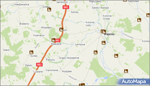 mapa Łempice gmina Wąsosz, Łempice gmina Wąsosz na mapie Targeo