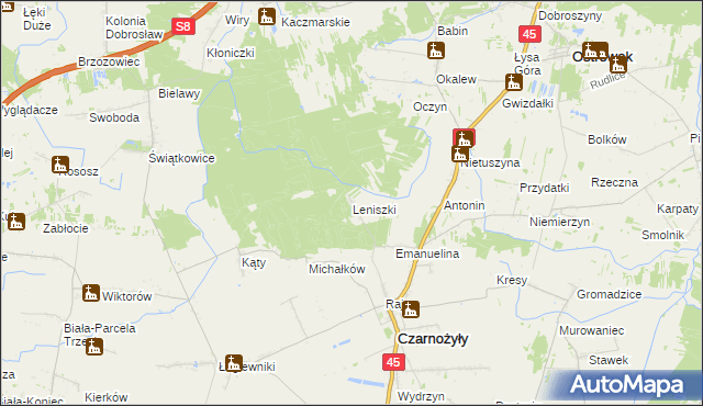 mapa Leniszki, Leniszki na mapie Targeo