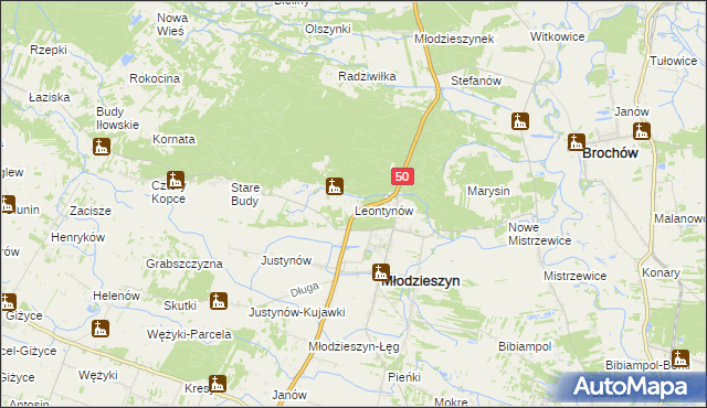 mapa Leontynów, Leontynów na mapie Targeo