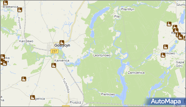 mapa Leontynowo, Leontynowo na mapie Targeo