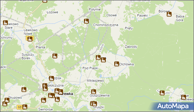 mapa Leśna gmina Narewka, Leśna gmina Narewka na mapie Targeo