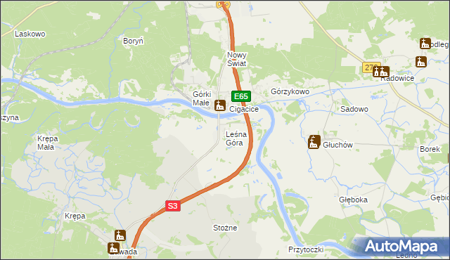 mapa Leśna Góra, Leśna Góra na mapie Targeo