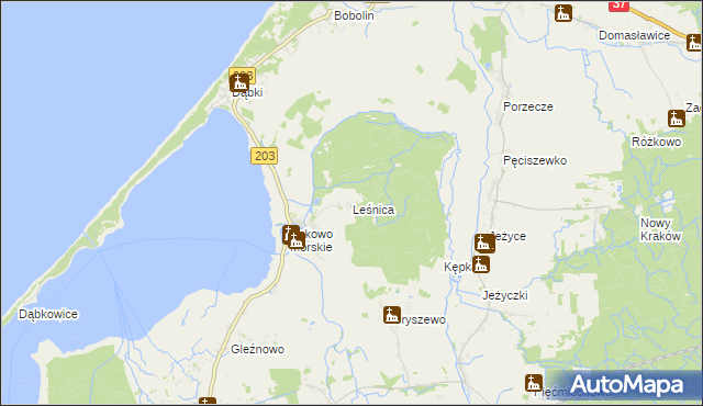 mapa Leśnica gmina Darłowo, Leśnica gmina Darłowo na mapie Targeo