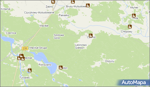 mapa Leśnictwo Giełdon, Leśnictwo Giełdon na mapie Targeo