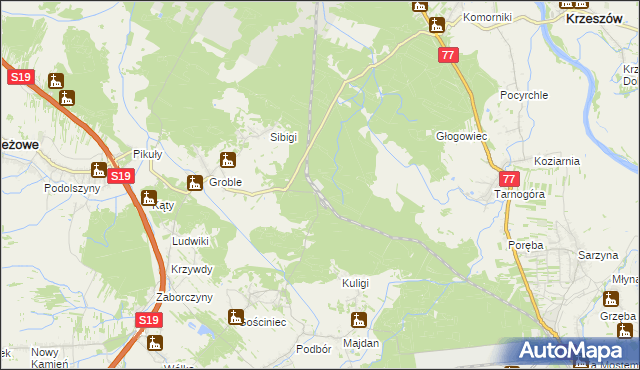 mapa Łętownia gmina Jeżowe, Łętownia gmina Jeżowe na mapie Targeo