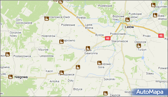 mapa Lgota Gawronna, Lgota Gawronna na mapie Targeo