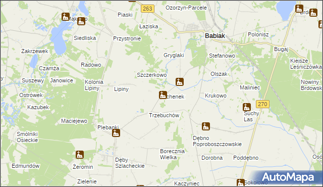 mapa Lichenek, Lichenek na mapie Targeo