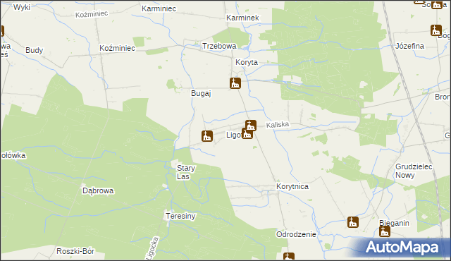 mapa Ligota gmina Raszków, Ligota gmina Raszków na mapie Targeo