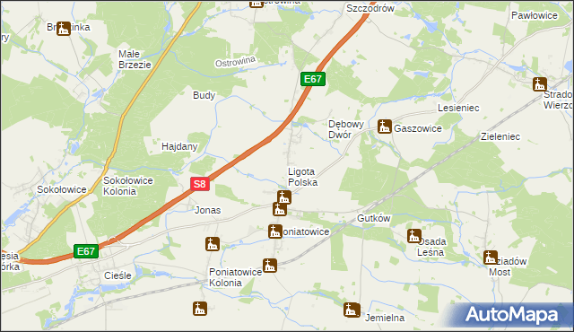 mapa Ligota Polska, Ligota Polska na mapie Targeo