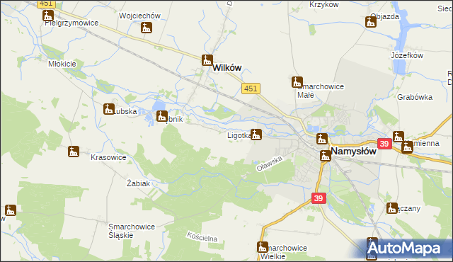 mapa Ligotka gmina Namysłów, Ligotka gmina Namysłów na mapie Targeo