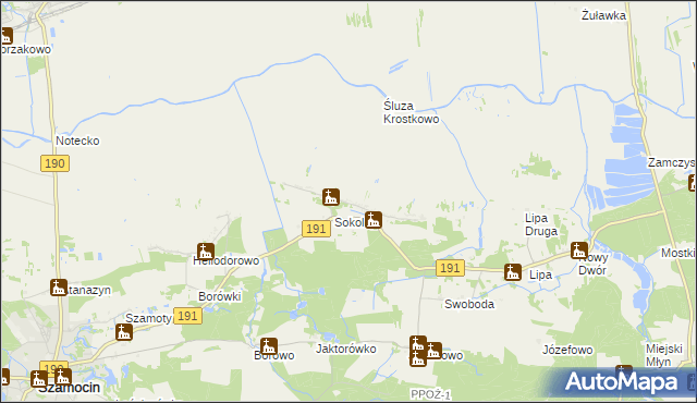 mapa Lipia Góra gmina Szamocin, Lipia Góra gmina Szamocin na mapie Targeo