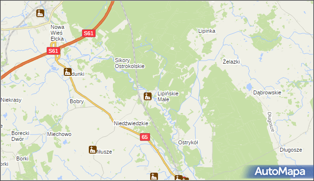 mapa Lipińskie Małe, Lipińskie Małe na mapie Targeo