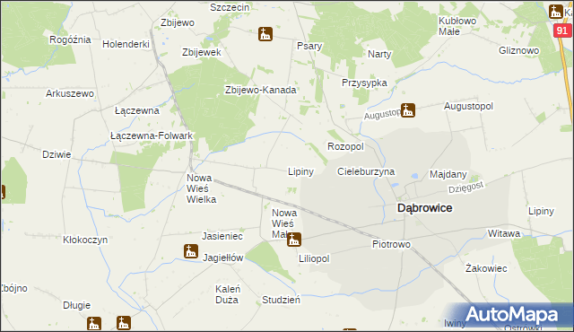 mapa Lipiny gmina Przedecz, Lipiny gmina Przedecz na mapie Targeo