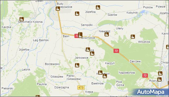 mapa Lipnica gmina Poddębice, Lipnica gmina Poddębice na mapie Targeo