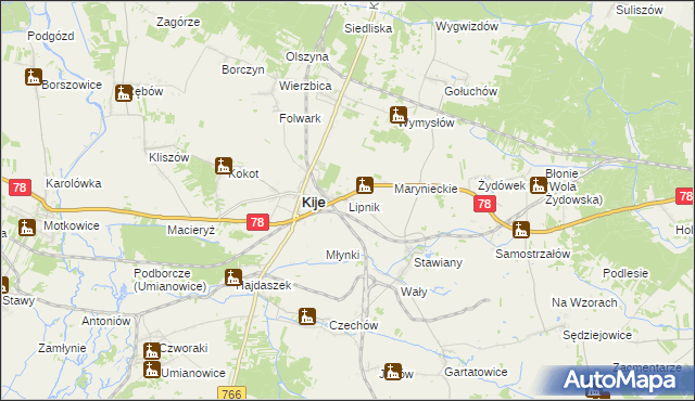 mapa Lipnik gmina Kije, Lipnik gmina Kije na mapie Targeo