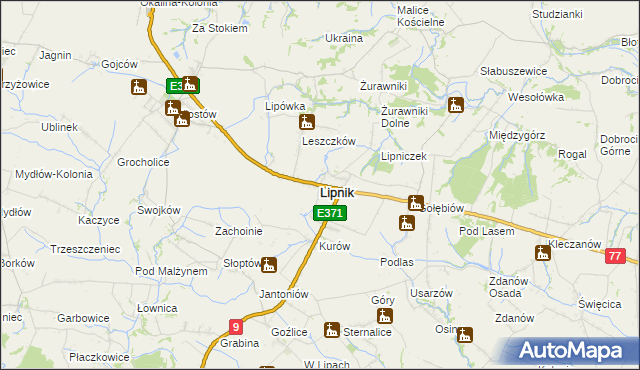 mapa Lipnik powiat opatowski, Lipnik powiat opatowski na mapie Targeo