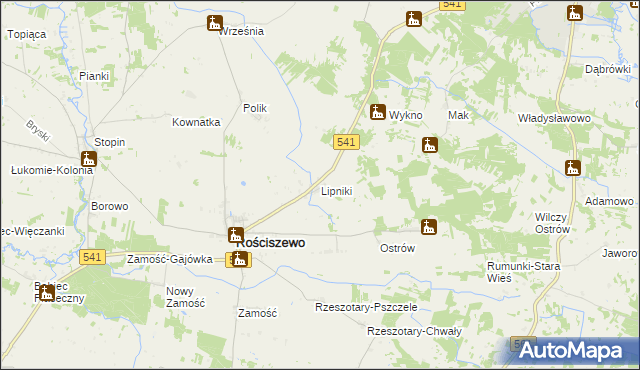 mapa Lipniki gmina Rościszewo, Lipniki gmina Rościszewo na mapie Targeo