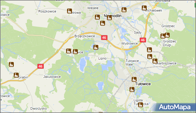 mapa Lipno gmina Niemodlin, Lipno gmina Niemodlin na mapie Targeo