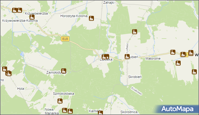 mapa Lipówka gmina Wyryki, Lipówka gmina Wyryki na mapie Targeo