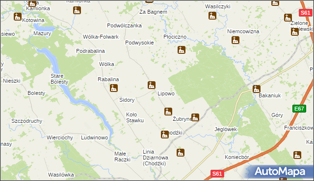 mapa Lipowo gmina Raczki, Lipowo gmina Raczki na mapie Targeo