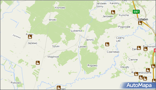 mapa Lipowo gmina Sztabin, Lipowo gmina Sztabin na mapie Targeo