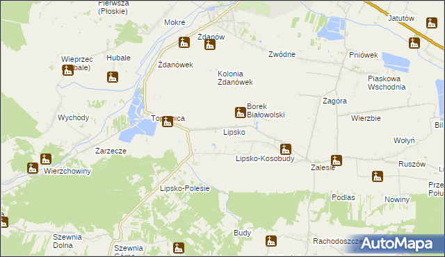 mapa Lipsko gmina Zamość, Lipsko gmina Zamość na mapie Targeo