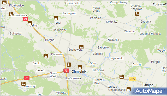 mapa Lipy gmina Chmielnik, Lipy gmina Chmielnik na mapie Targeo