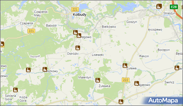 mapa Lisewiec, Lisewiec na mapie Targeo