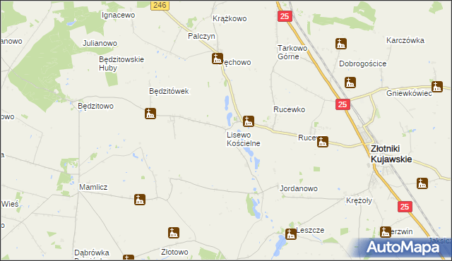mapa Lisewo Kościelne, Lisewo Kościelne na mapie Targeo