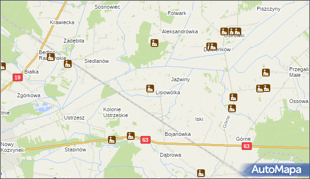 mapa Lisiowólka, Lisiowólka na mapie Targeo