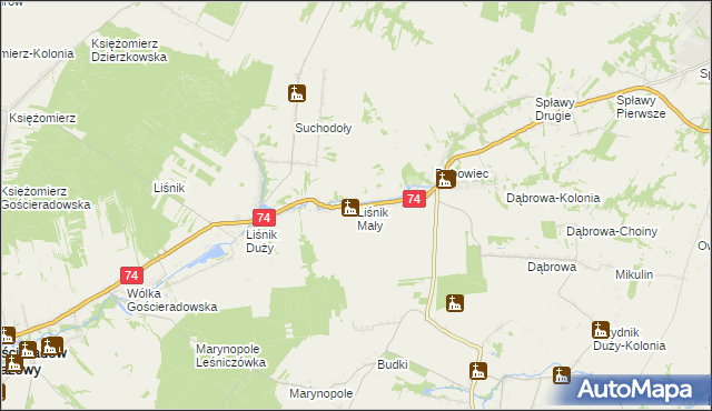 mapa Liśnik Mały, Liśnik Mały na mapie Targeo