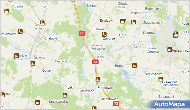 mapa Lisów gmina Morawica, Lisów gmina Morawica na mapie Targeo