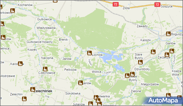 mapa Łochów gmina Żelechlinek, Łochów gmina Żelechlinek na mapie Targeo
