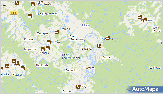 mapa Łodzina, Łodzina na mapie Targeo
