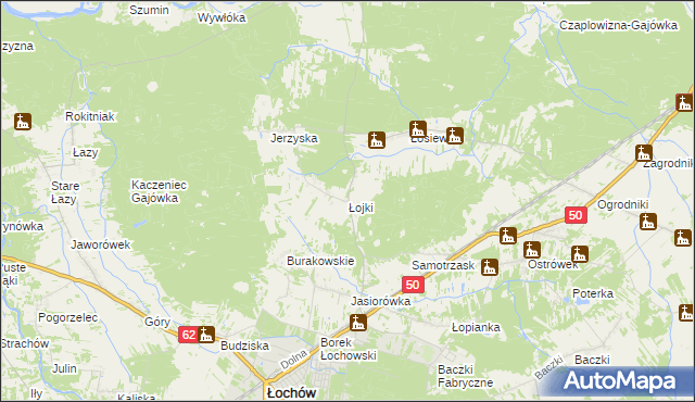 mapa Łojki gmina Łochów, Łojki gmina Łochów na mapie Targeo
