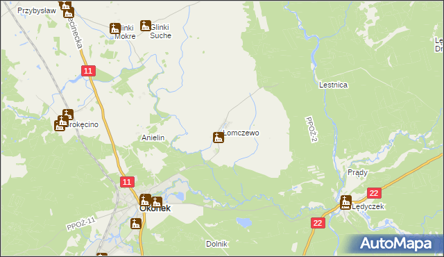 mapa Łomczewo, Łomczewo na mapie Targeo