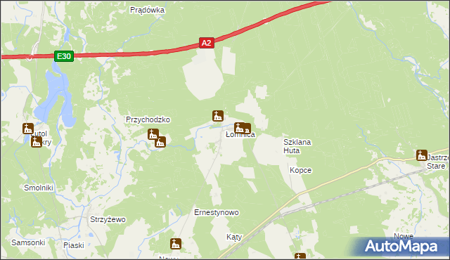 mapa Łomnica gmina Zbąszyń, Łomnica gmina Zbąszyń na mapie Targeo
