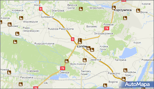 mapa Łoniów, Łoniów na mapie Targeo